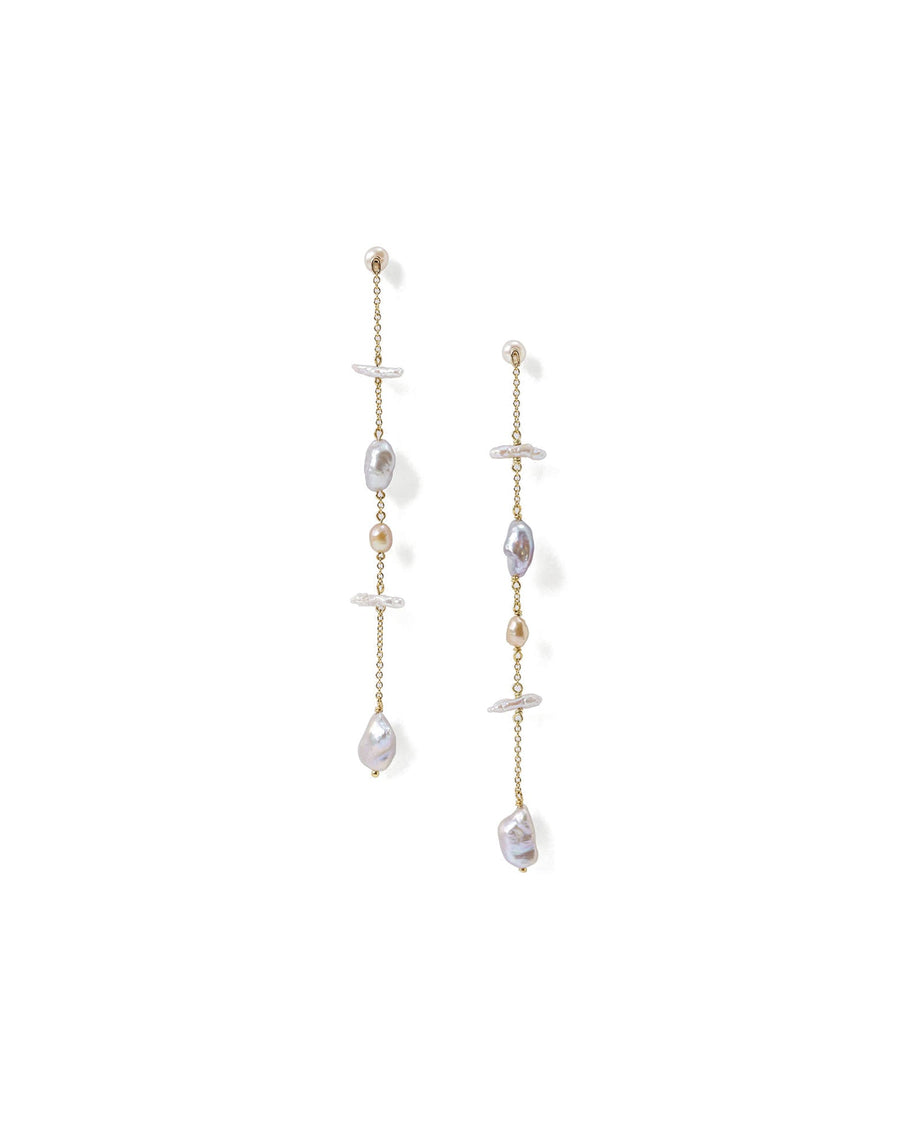 Chan Luu-Willow Drop Earrings-Earrings-18k Gold Vermeil, Grey Pearls-Blue Ruby Jewellery-Vancouver Canada