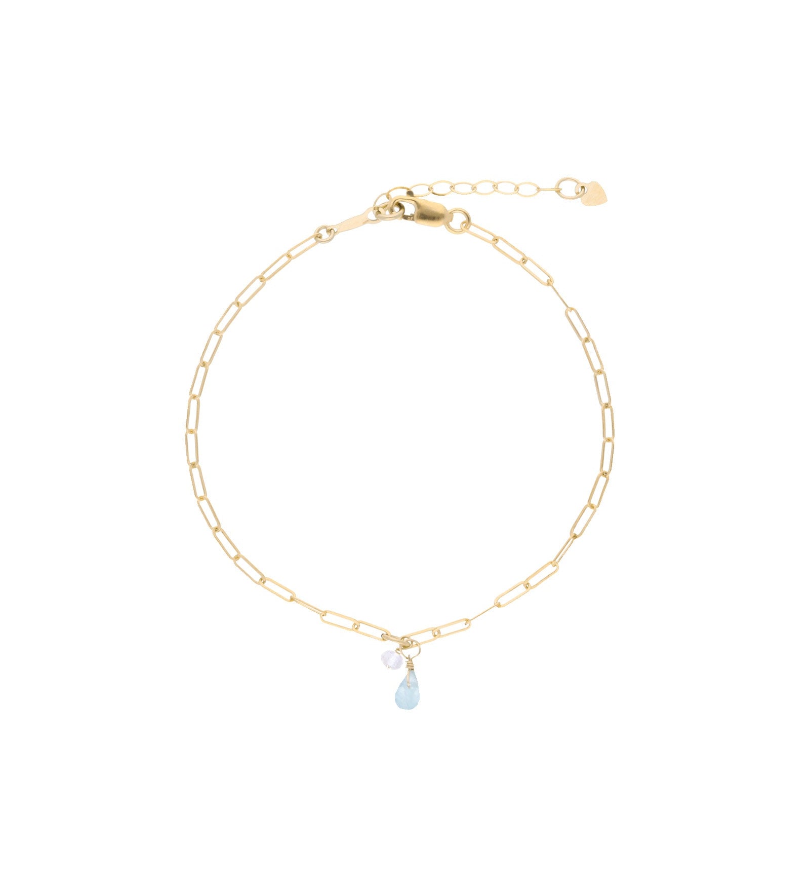 Cause We Care-XS Paperclip Stone Drop Bracelet-Bracelets-14k Gold-fill, Aquamarine, Moonstone-Blue Ruby Jewellery-Vancouver Canada